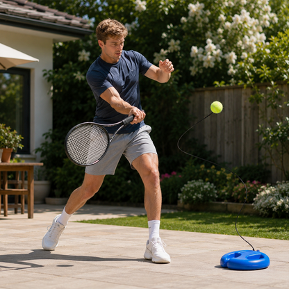 2 Piece Portable Tennis Trainer Set with Rebound Balls