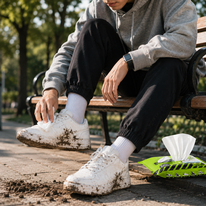 Complete Shoe Cleaning and Care Kit with Brushes and Stain Removal Wipes