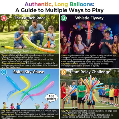 Rocket Balloon Set 100 Pack, Reusable Party Toys