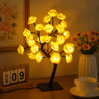 Rose Shaped USB Powered Table Lamp Night Light for Bedroom