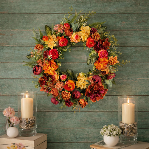 Spring Rose Ranunculus Hydrangea Wreath