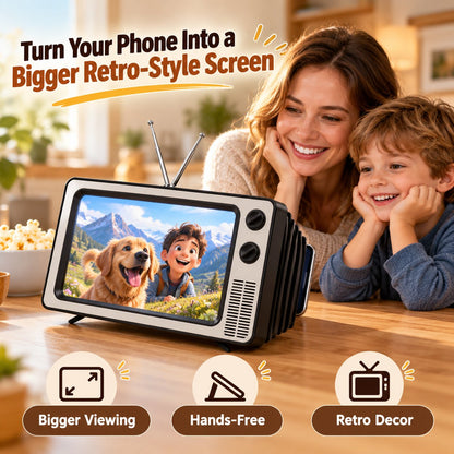 📺 Retro TV Phone Screen Magnifier – Foldable 3D Video Enlarger & Desktop Stand