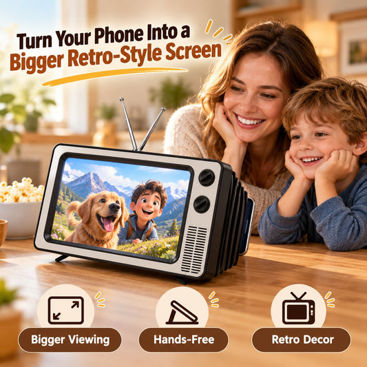 📺 Retro TV Phone Screen Magnifier – Foldable 3D Video Enlarger & Desktop Stand