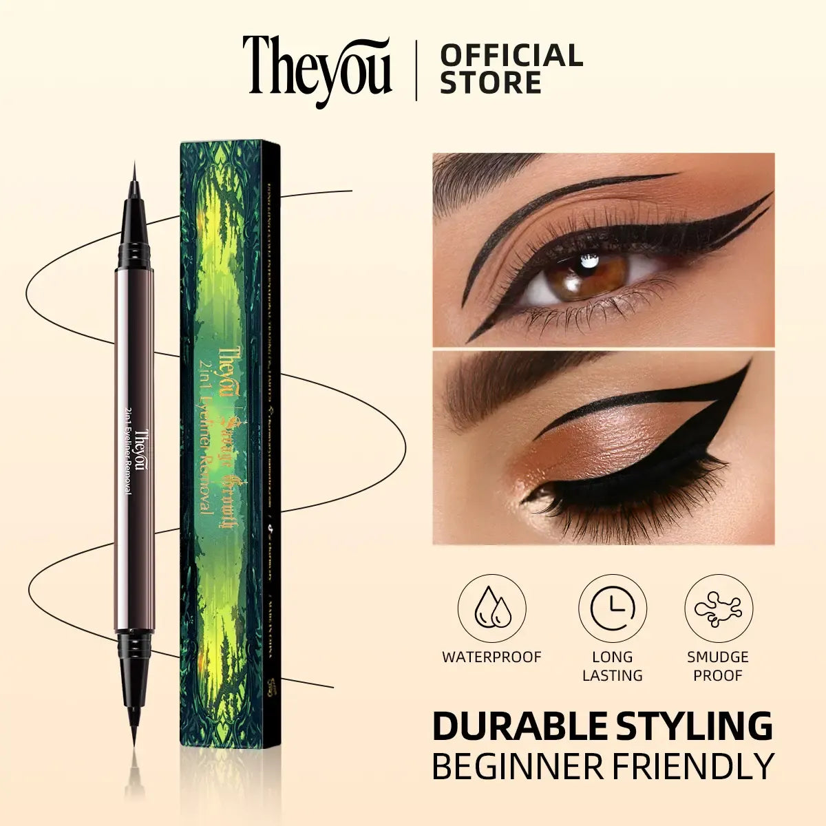 Ultra-Smooth Creamy Liquid Eyeliner | 2-in-1Dual Tip I Weightless, Waterproof & 24H Long-Lasting