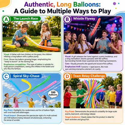 Rocket Balloon Set 100 Pack, Reusable Party Toys