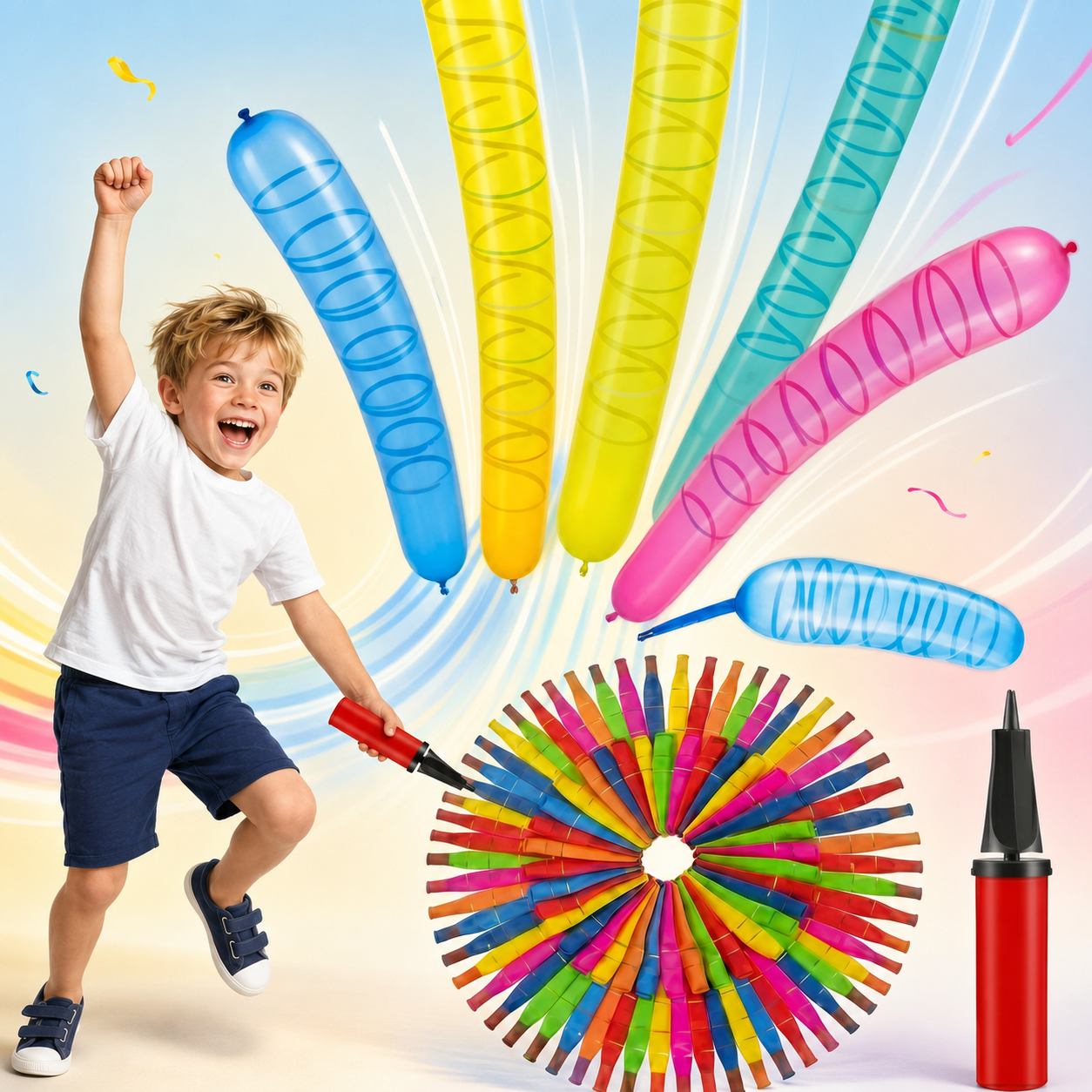 Rocket Balloon Set 100 Pack, Reusable Party Toys