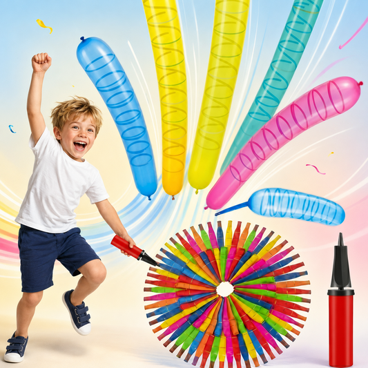 Rocket Balloon Set 100 Pack, Reusable Party Toys