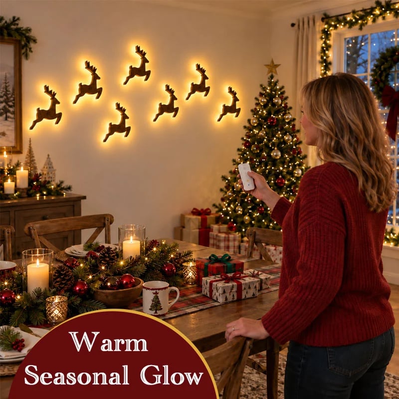 LED Reindeer Wall Decorations - Festive Christmas Lighting