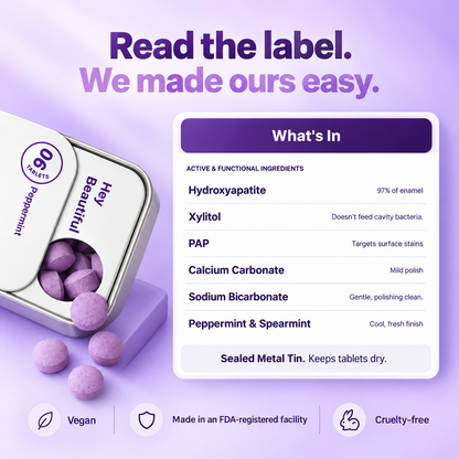 Purple Hydroxyapatite Toothpaste Tablets for Brightening & Oral Care