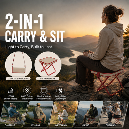 2 in 1 Portable Folding Outdoor Chair & Carry Bag