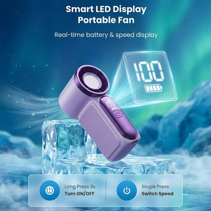 Portable Mini Handheld Fan with LED Display and USB Rechargeable Cooling