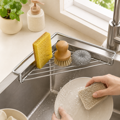Stainless Steel Triangle Sink Drying Rack and Kitchen Organizer