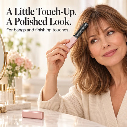 ✨ Mini Cordless Heated Styling Brush – Portable Hair Touch-Up Tool for Bangs, Face-Framing Pieces & Ends