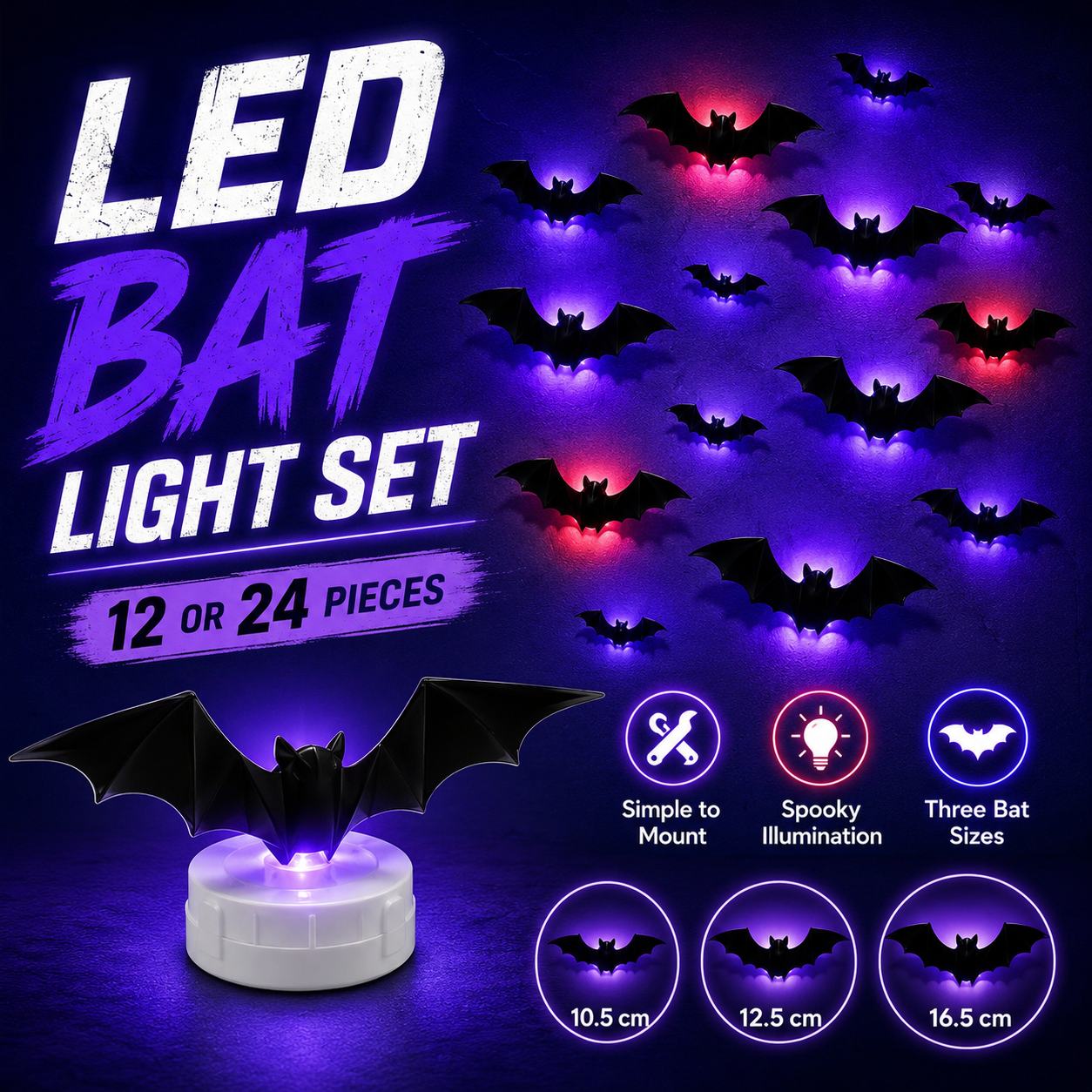 3D LED Bat Wall Lights for Halloween Decor