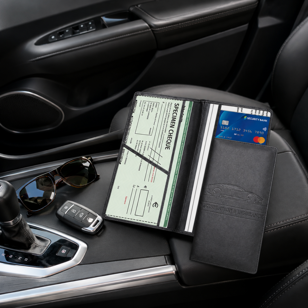 PU Car Registration Insurance Card and Driver License Document Holder
