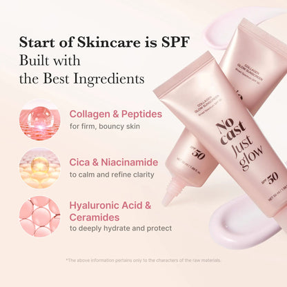 Collagen Sunscreen SPF 50 Lightweight No White Cast Glow Formula（Free mascara）