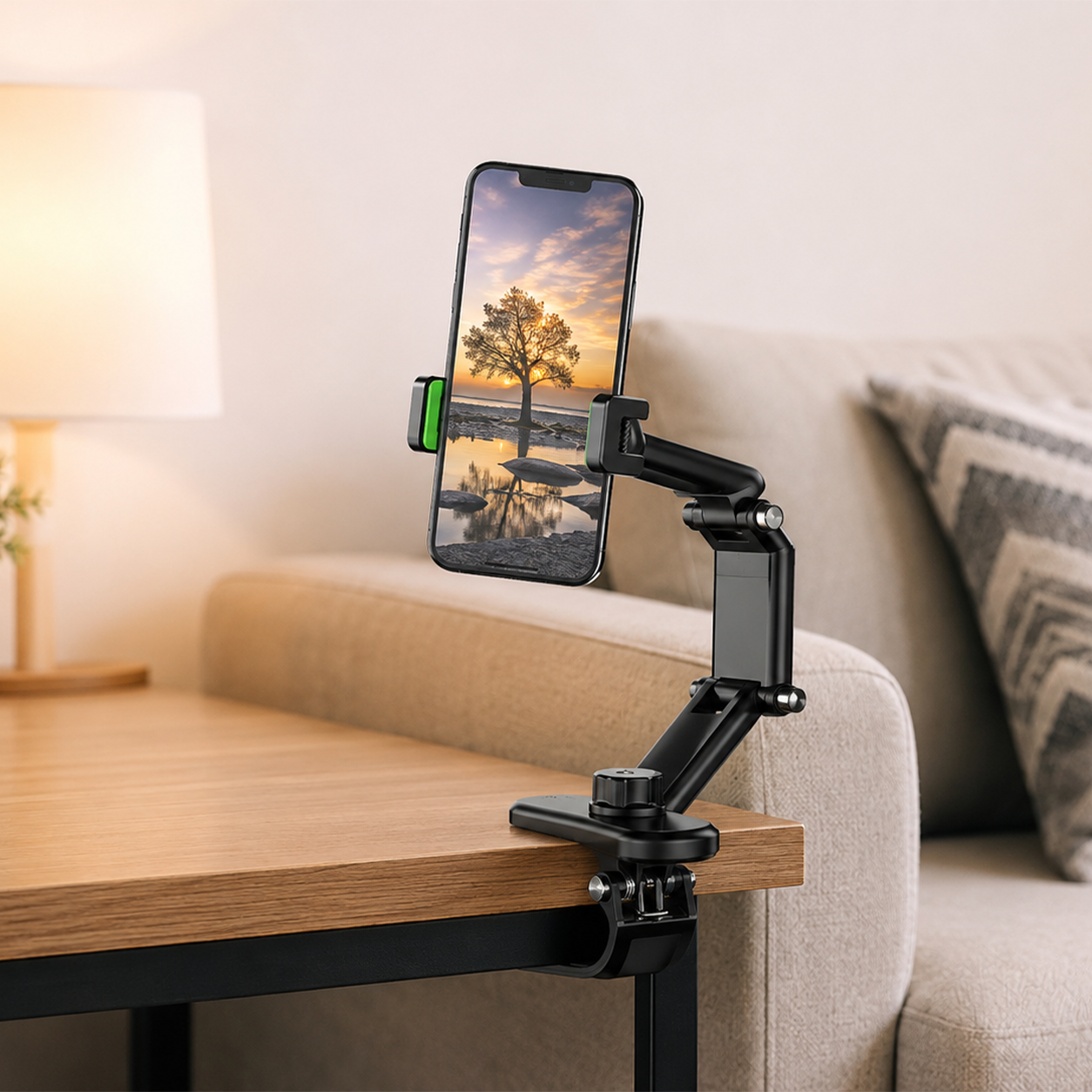 Long Arm 360 Rotating Car Phone Mount with Secure Clamp