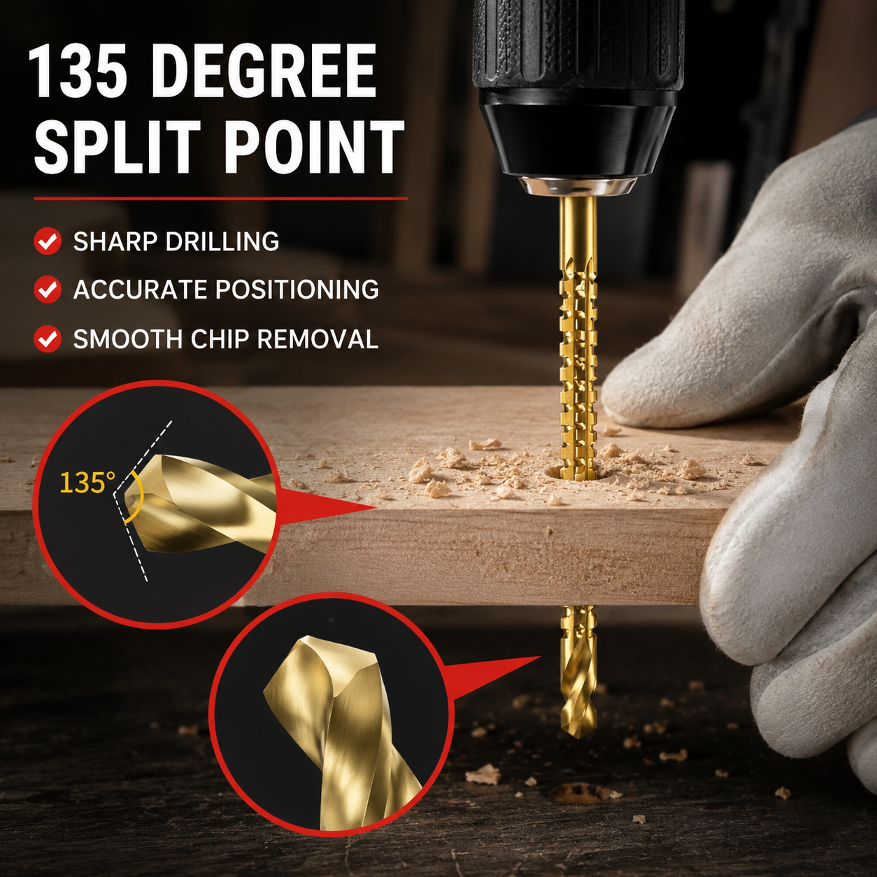 Titanium Coated Drill Bit Set for Metal and Wood