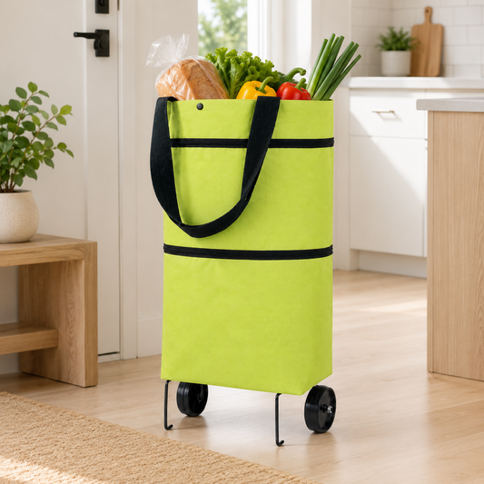 2 in 1 Foldable Shopping Trolley Bag with Wheels
