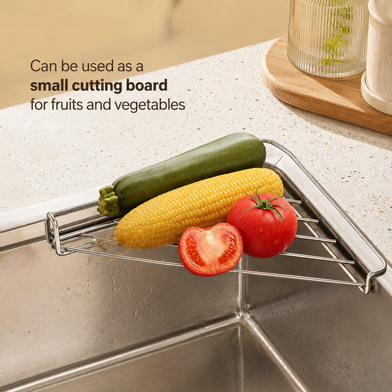 Stainless Steel Triangle Sink Drying Rack and Kitchen Organizer