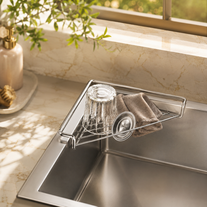 Stainless Steel Triangle Sink Drying Rack and Kitchen Organizer