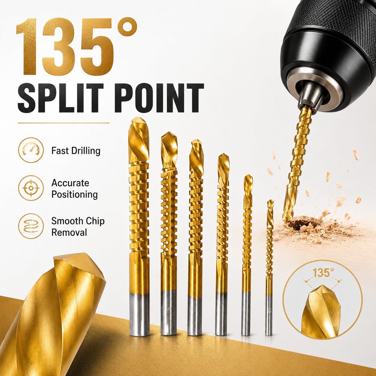 Titanium Coated Drill Bit Set for Metal and Wood
