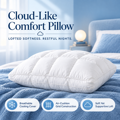 Cooling Puff Grid Pillow – Ultra Soft Ice-Silk Sleeping Pillow