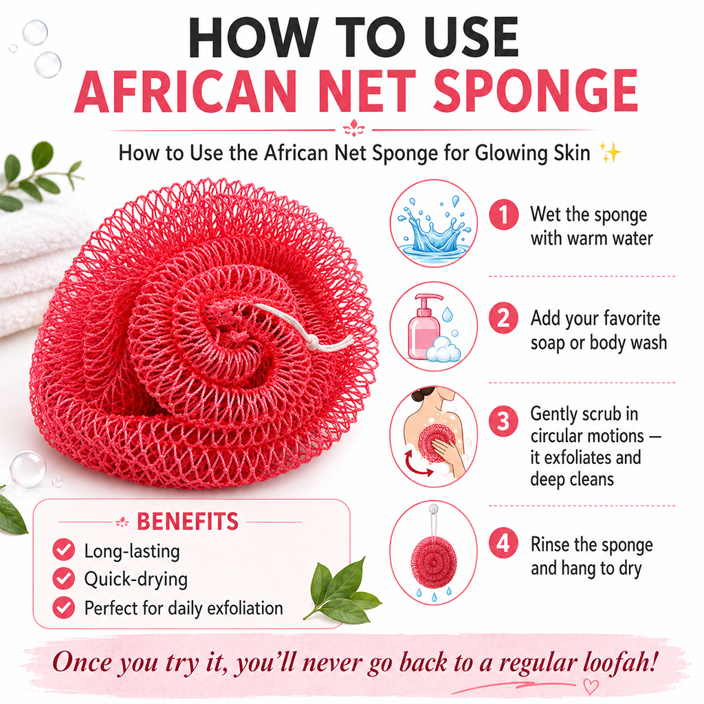 Authentic African Exfoliating Bath Net Sponge for Smooth Skin