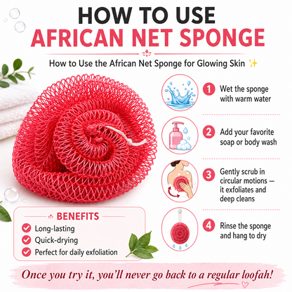 Authentic African Exfoliating Bath Net Sponge for Smooth Skin