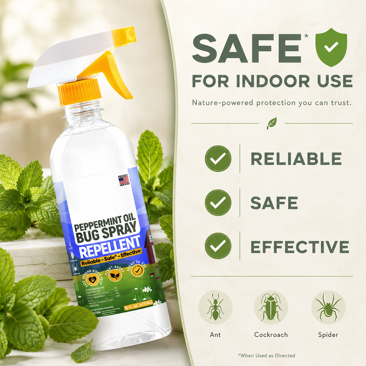 Natural Peppermint Oil Pet Bug Repellent Spray 16oz