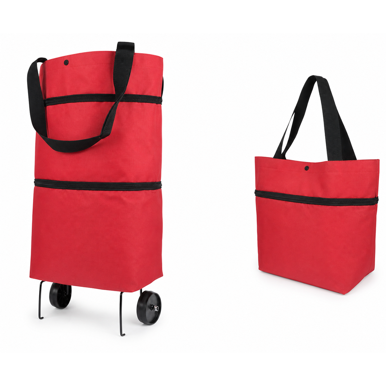 2 in 1 Foldable Shopping Trolley Bag with Wheels