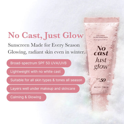 Collagen Sunscreen SPF 50 Lightweight No White Cast Glow Formula（Free mascara）