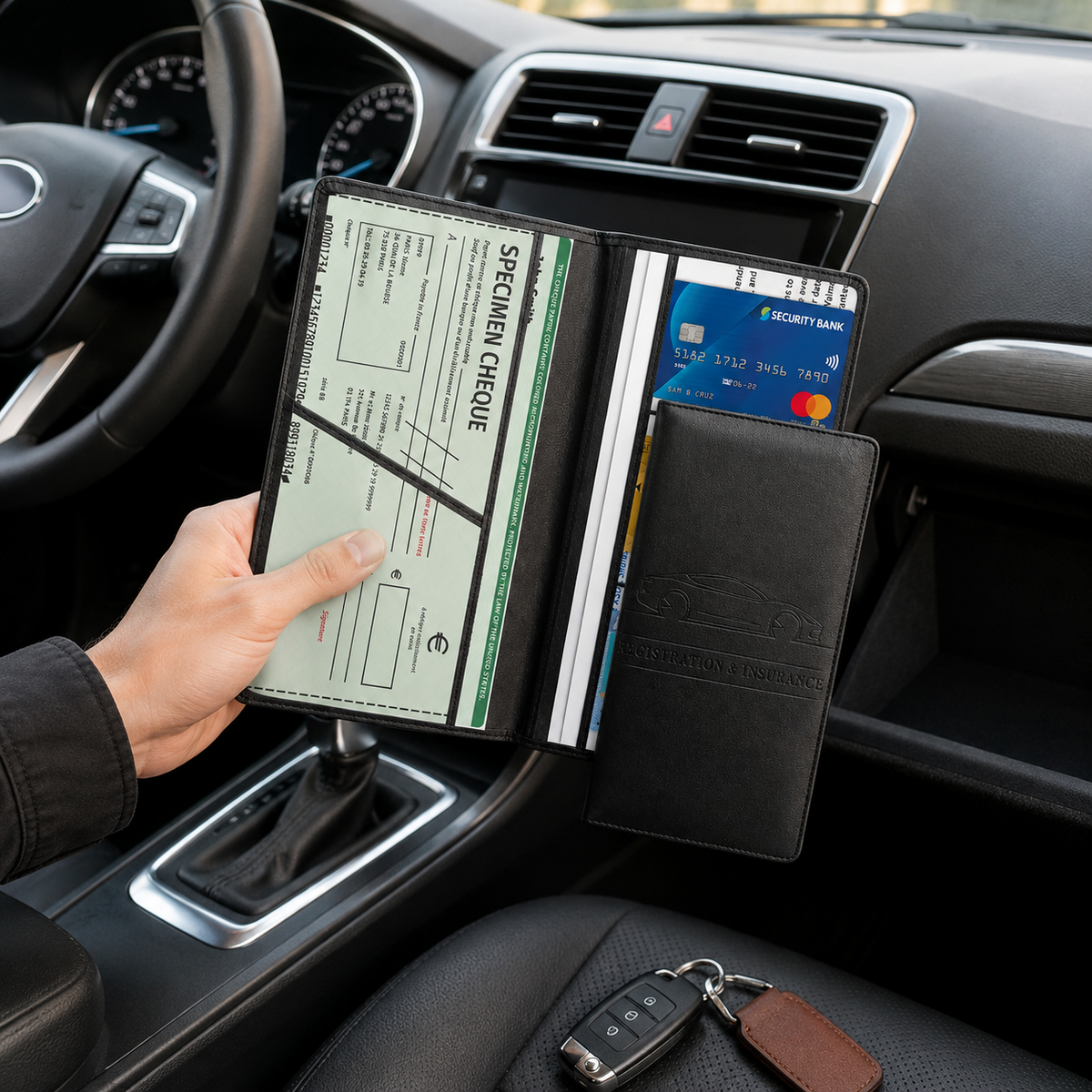 PU Car Registration Insurance Card and Driver License Document Holder
