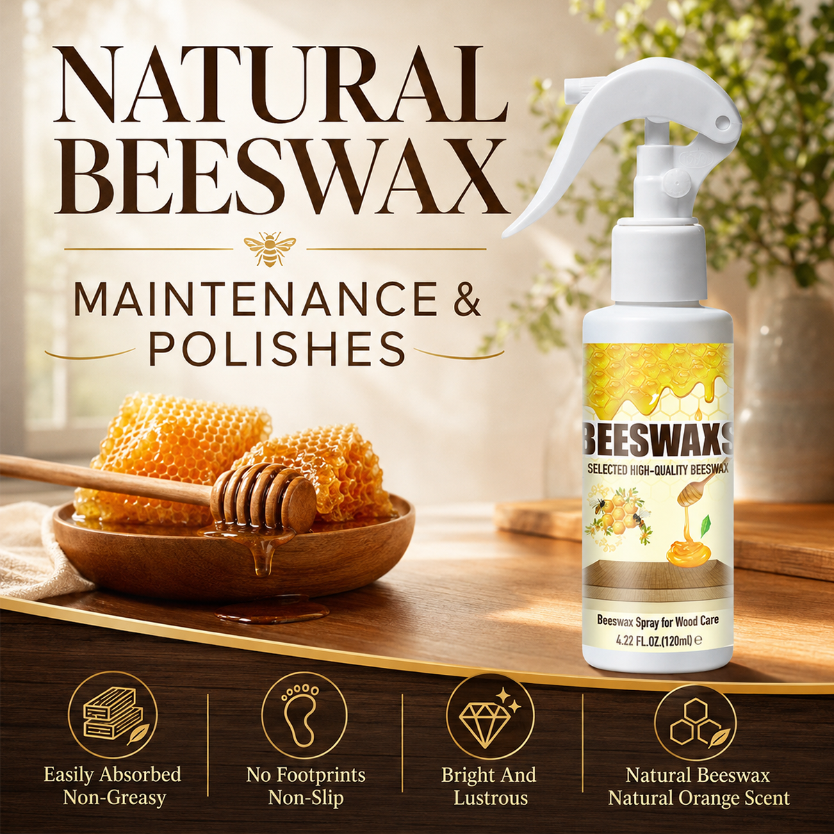 Beeswax Wood Care Spray 120ml with towel