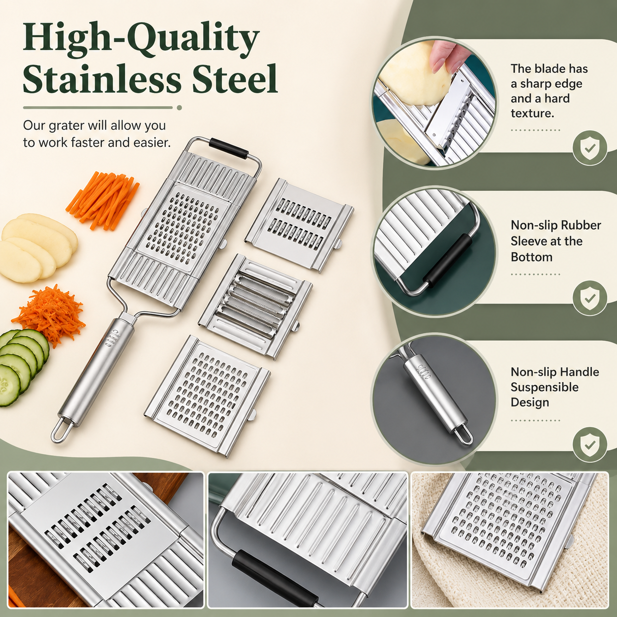 Stainless Steel 4 in 1 Multi-Purpose Vegetable Slicer
