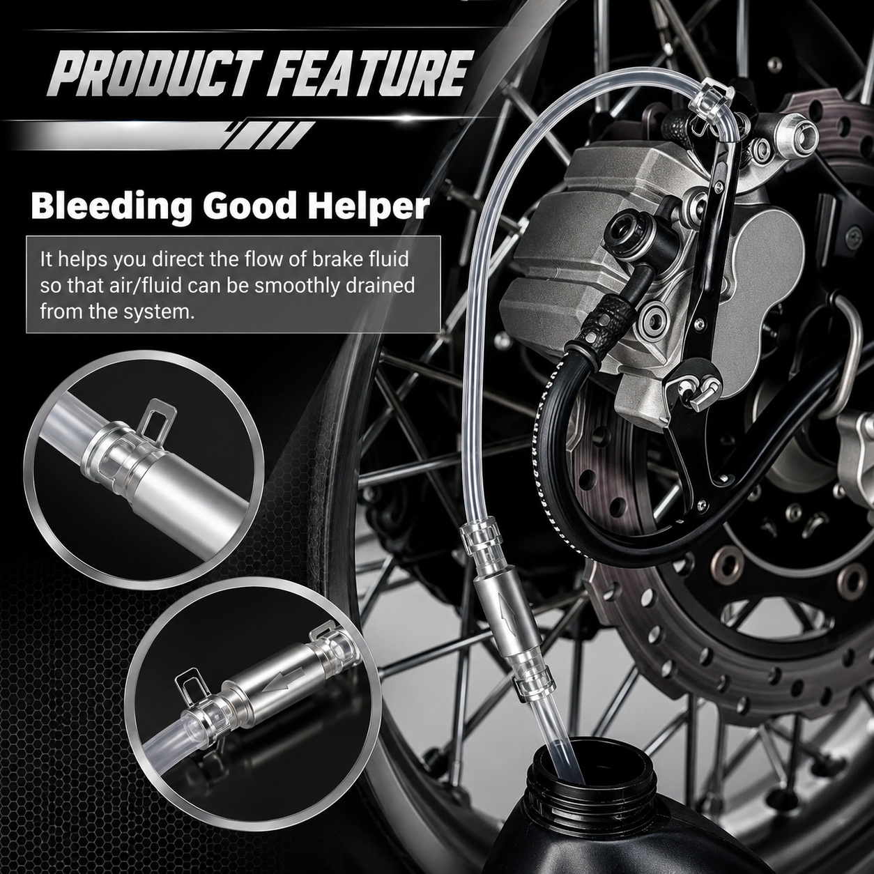 Car Brake Bleeder Hose Kit with One-Way Check Valve
