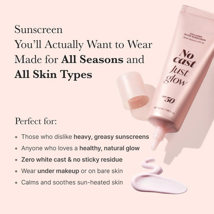 Collagen Sunscreen SPF 50 Lightweight No White Cast Glow Formula（Free mascara）