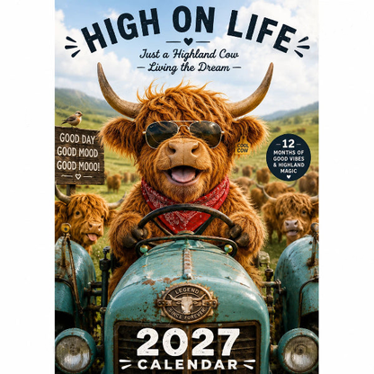 🔥2027 Funny Highland Cow Wall Calendar | A4 Hanging Calendar