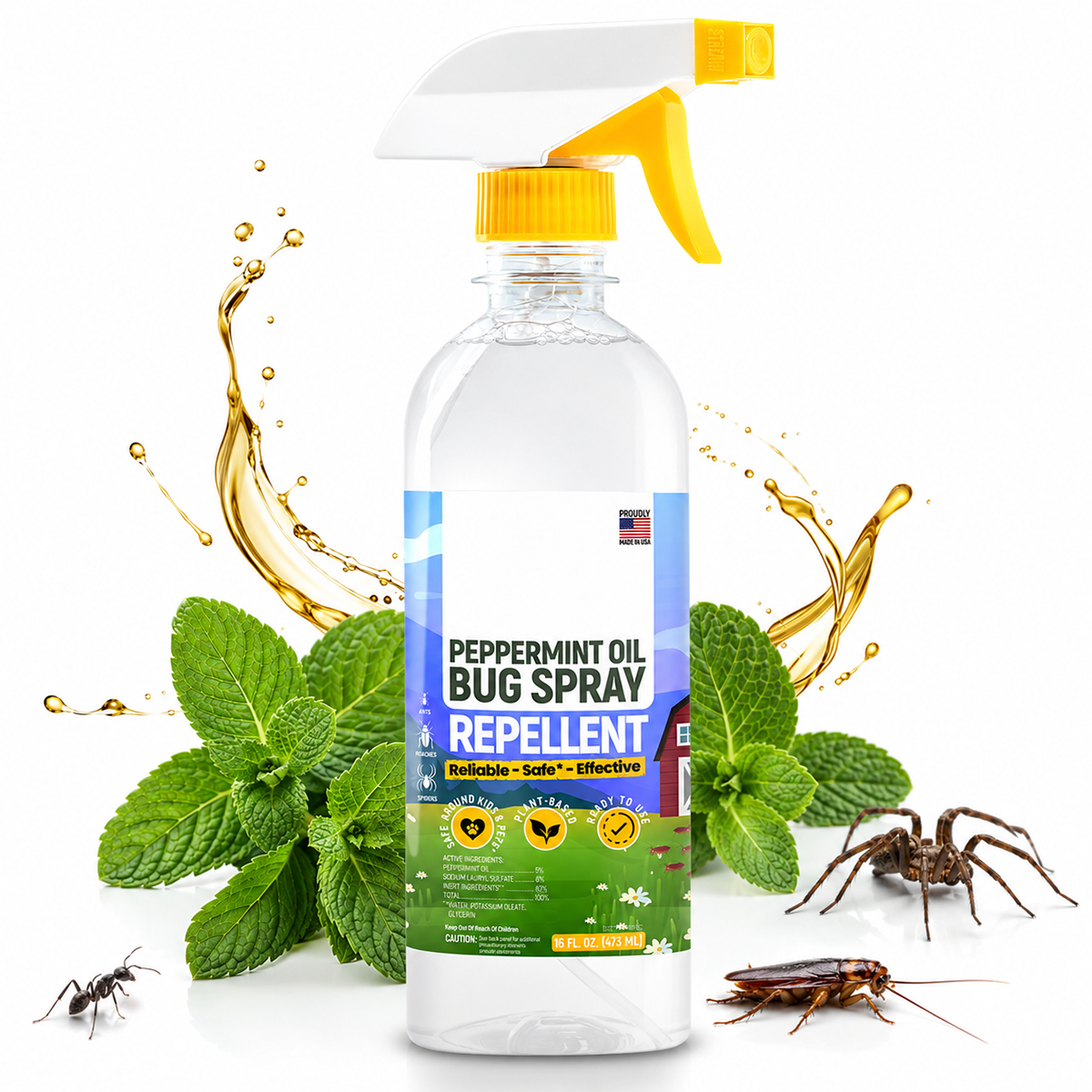 Natural Peppermint Oil Pet Bug Repellent Spray 16oz