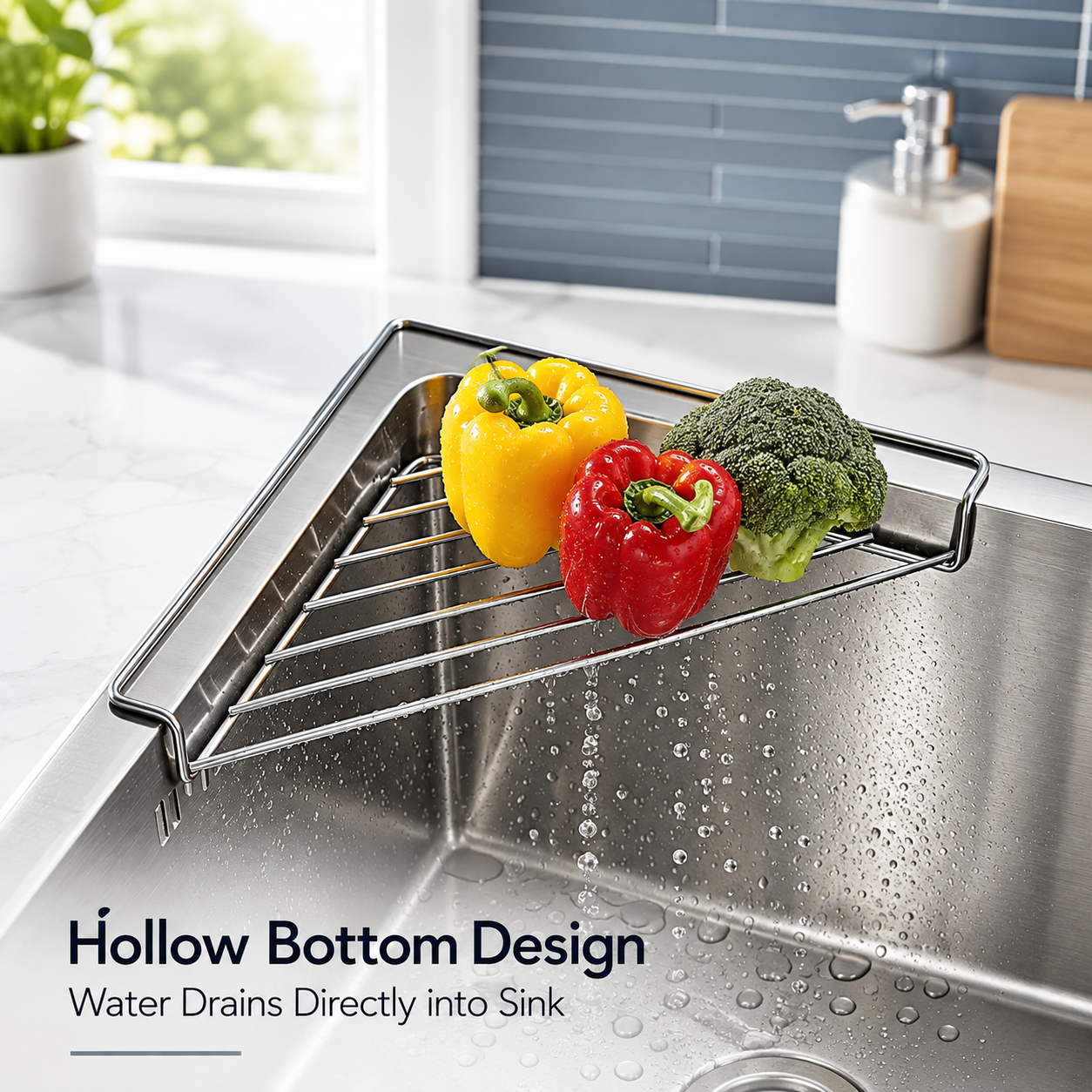 Stainless Steel Triangle Sink Drying Rack and Kitchen Organizer