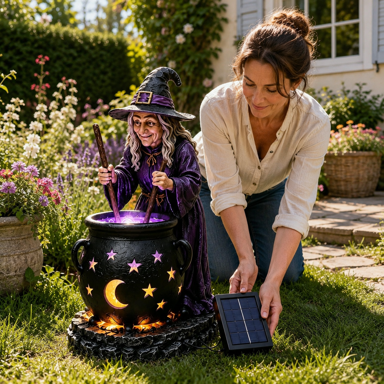 🧙‍♀️Halloween Witch Glowing Cauldron Solar Light
