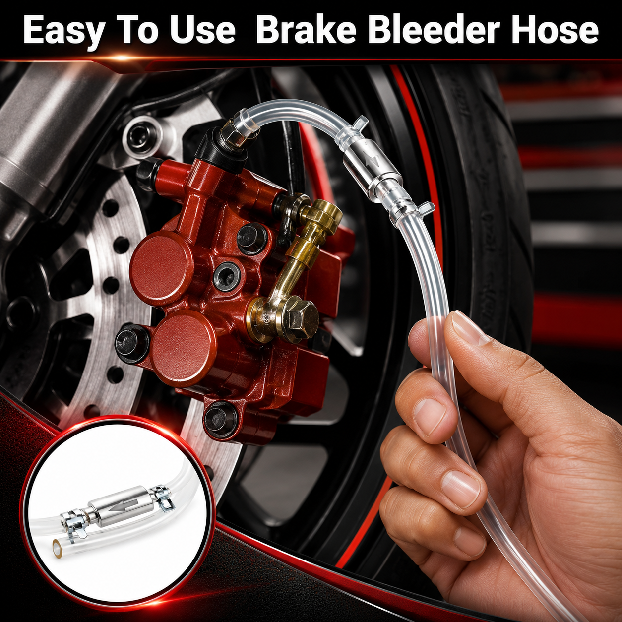 Car Brake Bleeder Hose Kit with One-Way Check Valve