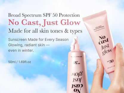 Collagen Sunscreen SPF 50 Lightweight No White Cast Glow Formula（Free mascara）