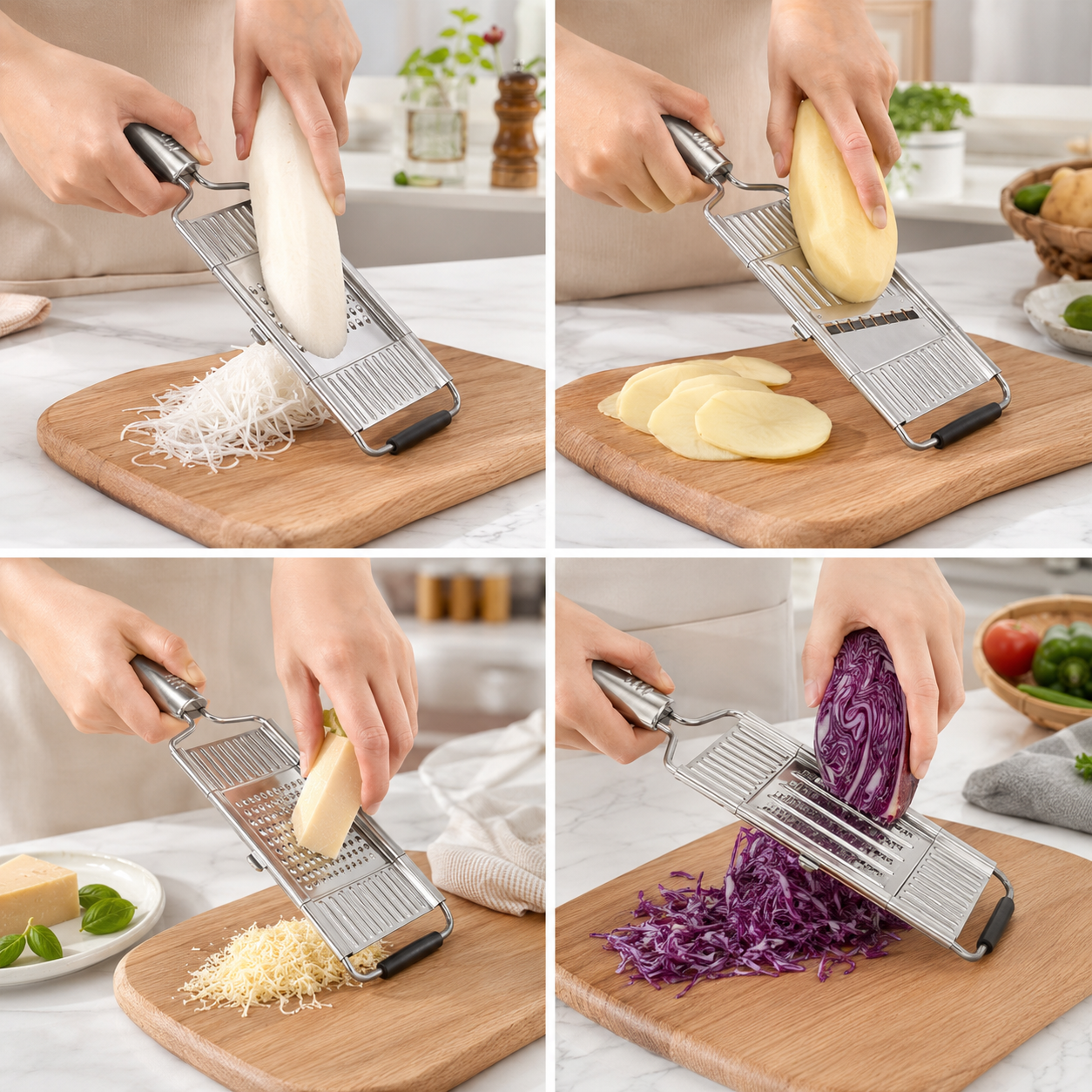 Stainless Steel 4 in 1 Multi-Purpose Vegetable Slicer
