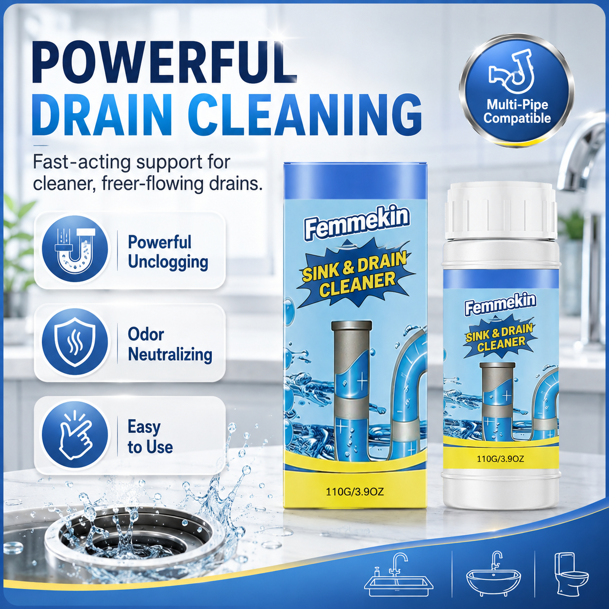 BUY MORE SAVE MORE⚡Femmekin Powerful Sink & Drain Cleaner