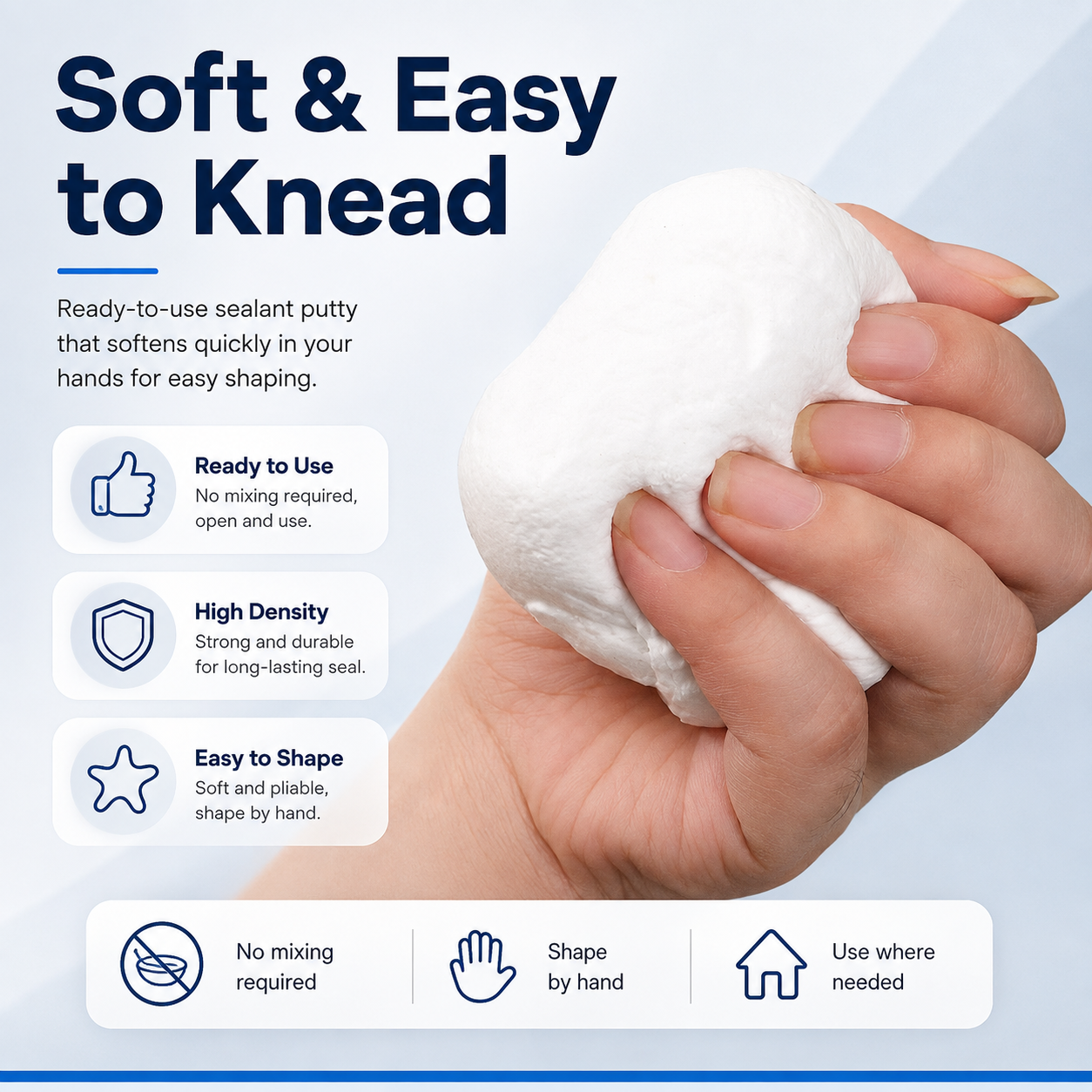 Soft and easy to knead sealing clay