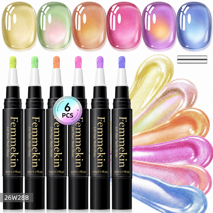 5 in 1 Aurora Gel Nail Polish Pen with Base Color and Top Coat