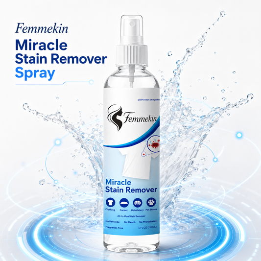 Femmekin Miracle Stain Remover Spray - Powerful All-in-One Cleaning for Clothing, Carpet, Upholstery & Pet Stains