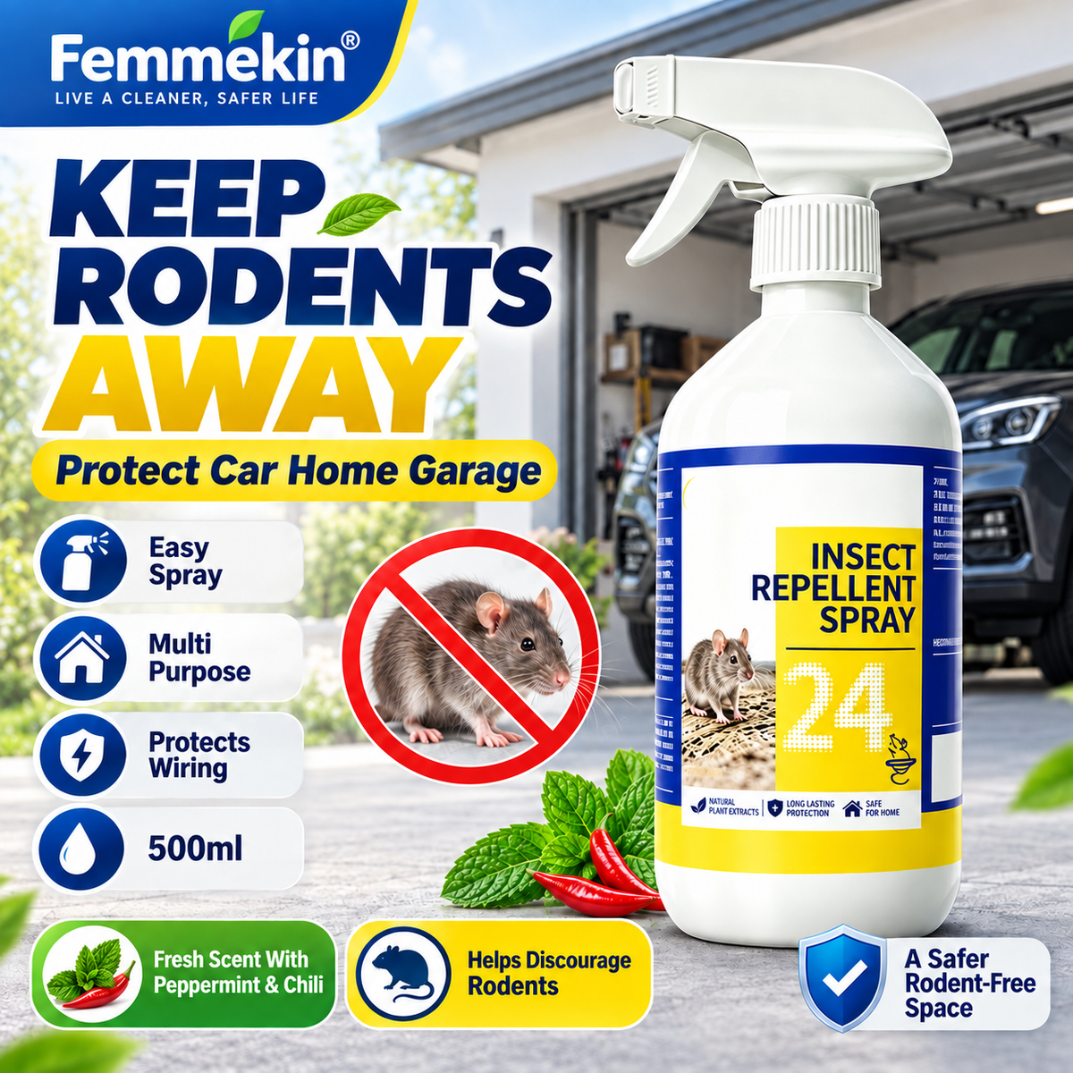 🐀All-Purpose Rodent Repellent Spray – Non-Toxic Safe Indoor Mouse Deterrent✨