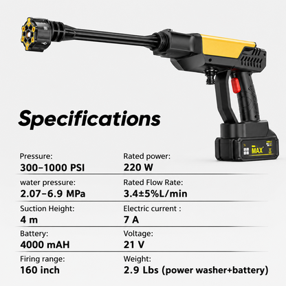 Cordless Portable Pressure Washer for Car Home & Garden